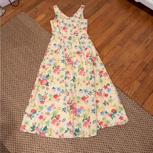 Vintage 90’s Floral Yellow Maxi Sundress